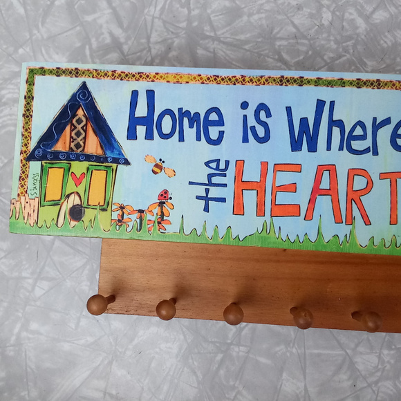 Catch-All Wooden Wall Hanging Box with Key Hooks - Picture 8 of 8